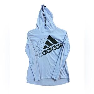 Kids Adidas Light Blue Hoodie with Black Graphic